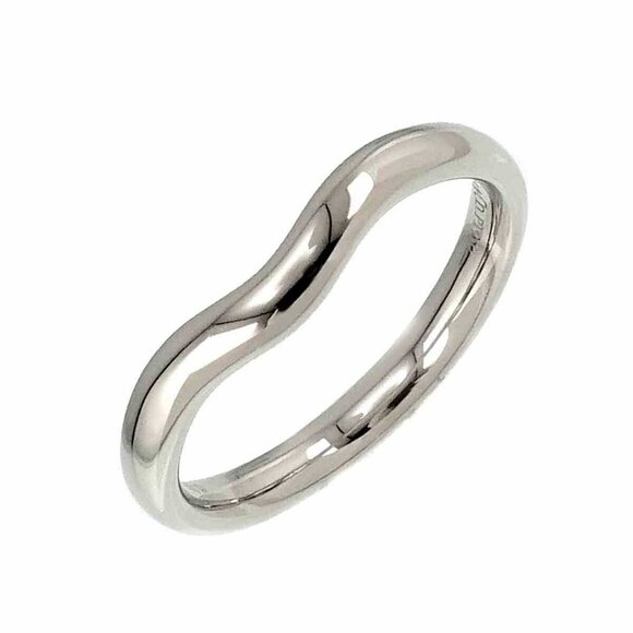 TIFFANY Co. Wide Curved Band Ring Pt Platinum size7.5-7.75(US)